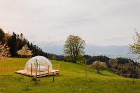 Bubble-Suite inkl. Sonnenuntergang mit blick auf die Alpen